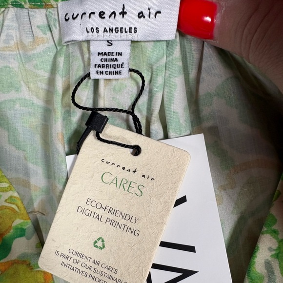 Anthropologie Current Air Floral Garden Sage Mix Print Pleated Size Small NWT - Picture 2 of 9